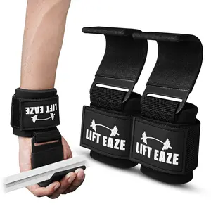 Heavy Duty Black Weight Lifting Hooks with Extra Neoprene Padding for Professional Lifters Powerlifting Pull Ups Dumbbell Barbell & Gym Training Special Back Training Best Gym Products