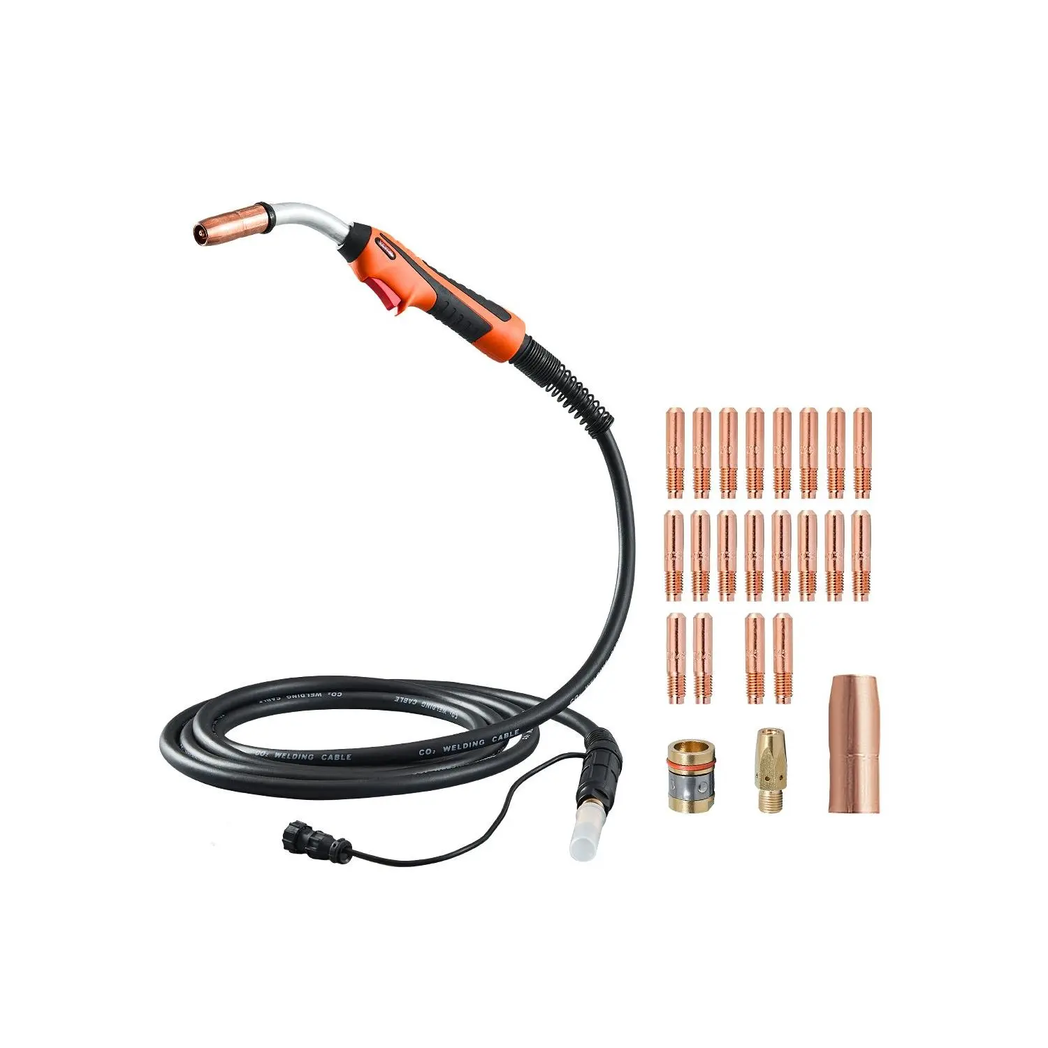 VEVOR 250Amp Mig Welding Gun with 15FT Cable, Compatible with Millermatic 200, 210, 212, 250, 250X, 251, 252 Welders, Suitable for 0.030, 0.035 and 0.045 WeldingWires