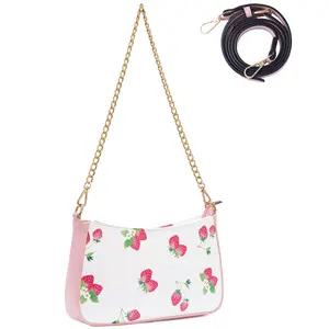 Cute Fruit Prints Mini Shoulder Bag Small Crossbody Purse with Double Straps for Women