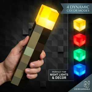 Wall Torch Light Set USB Cable Included, Powered Night Lamp with Adjustable Brightness, Hand Held or Wall Mount Torch for Home Theater Gaming Room Holiday Gift