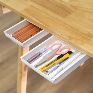 New Under-Desk Hidden Adhesive Square Office Stationery & Makeup Pencil Drawer Organizer