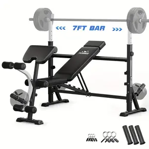 FLYBIRD Adjustable Professional All In One Weight Bench With Squat Rack, Weight Bench, Adjustable Bench Press With Squat Rack, Leg Developer, Preacher Curl Pad For Home Gym, Full-Body Strength Training Equipment