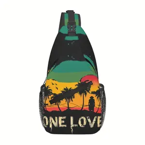 A Versatile Crossbody Chest Bag Ideal for Hiking, Featuring a Love for Reggae Music. This Shoulder Bag Is Foldable, Spacious, And Stylish, Perfect for Shopping, Work, Leisure Travel, Beach Outings