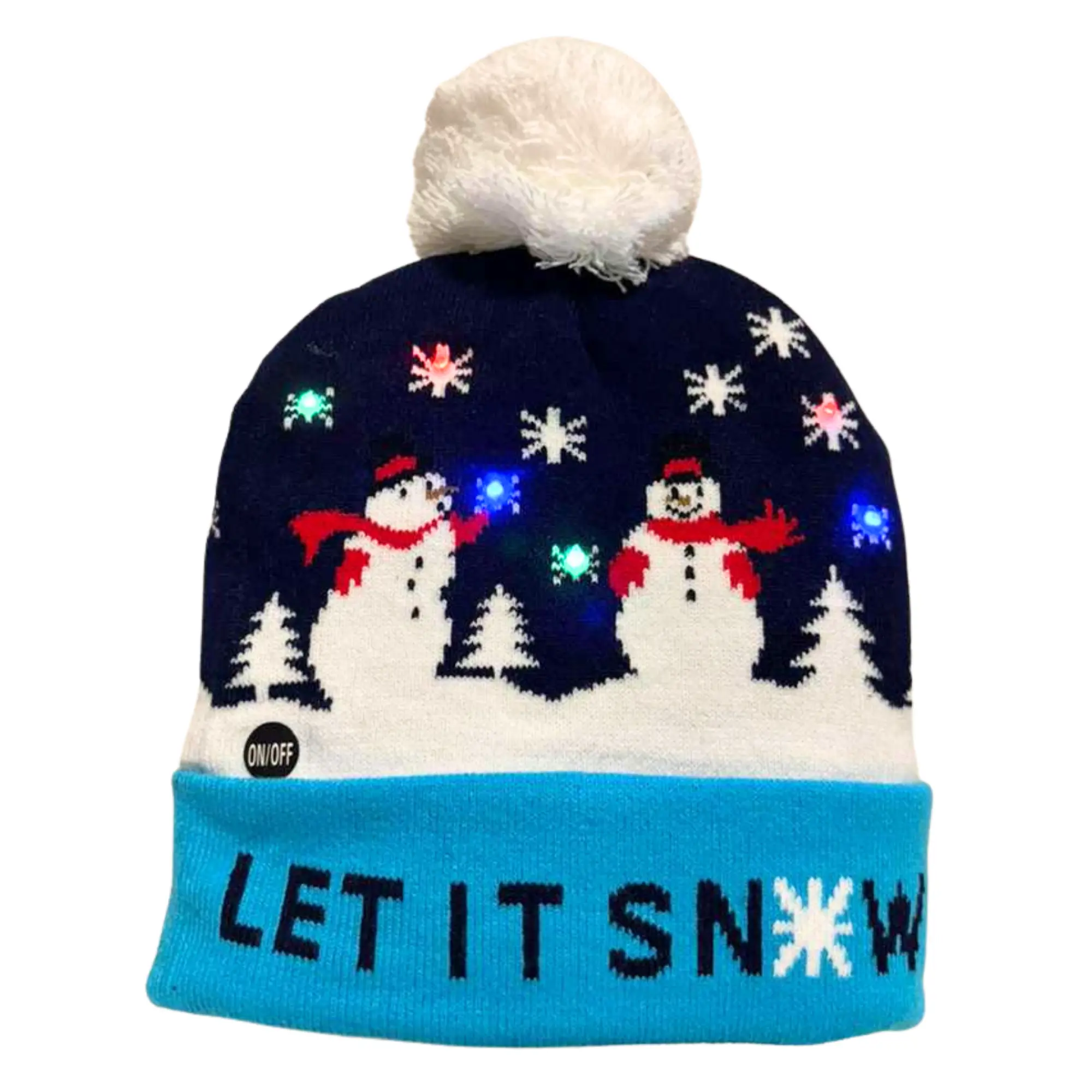 Christmas Hat Light Up Christmas Knitted Beanie Hat, Cute Cartoon Design Xmas Knit Cap with 6 Colorful LED Light