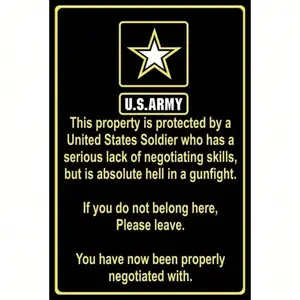 Funny US Army Soldier Aluminum Metal Sign 8x12 Inches Property Protected Decorative Wall Art for Home Kitchen Bathroom Bedroom Living Room