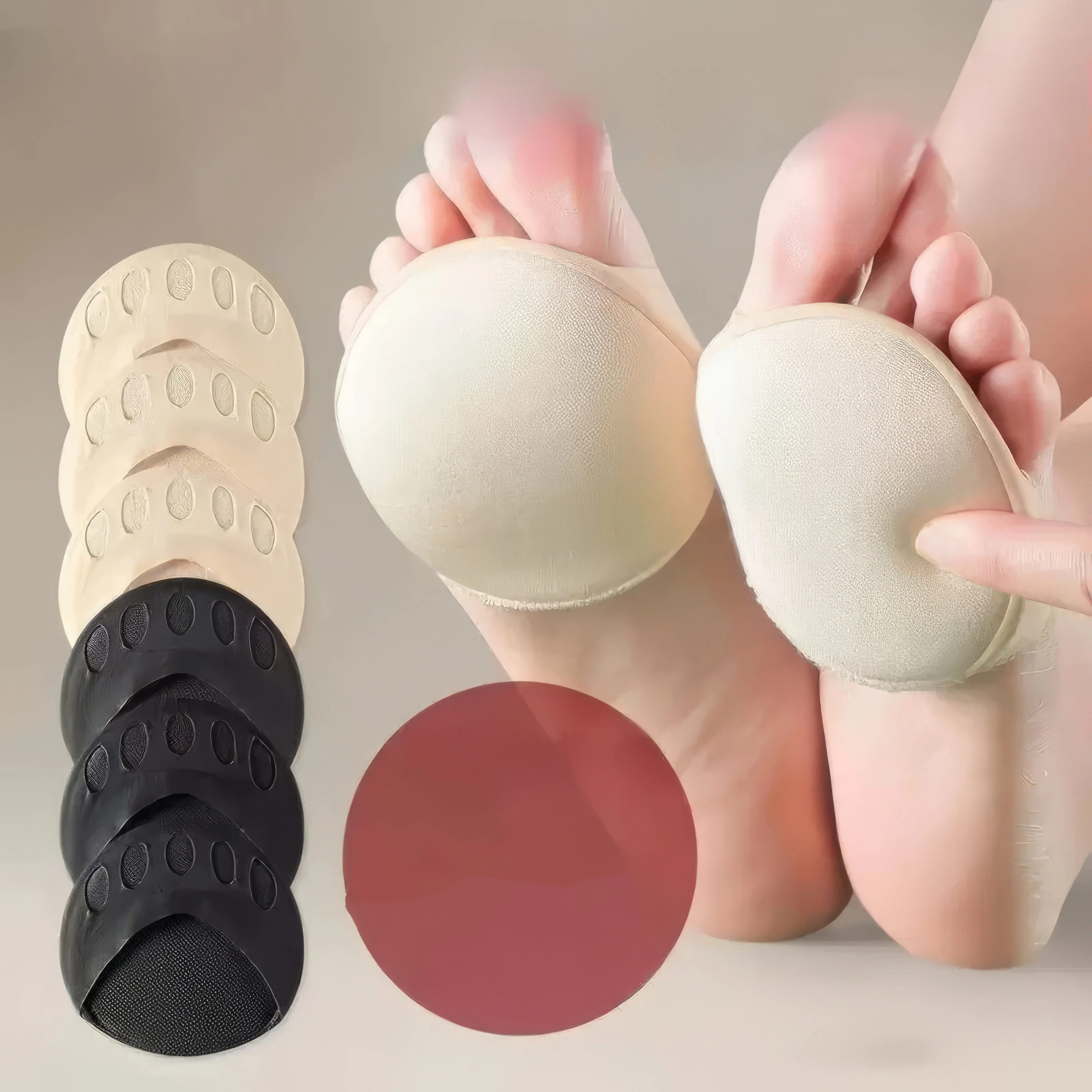 Foot Cushion Pads for Ball of Foot, 8-Pack (4 Pairs), Gel Metatarsal Pads, Shock-Absorbing, Pressure Relief, Anti-Slip Adhesive, Breathable, Reusable for High Heels, Work Boots, Dress Shoes, and Walking Footwear