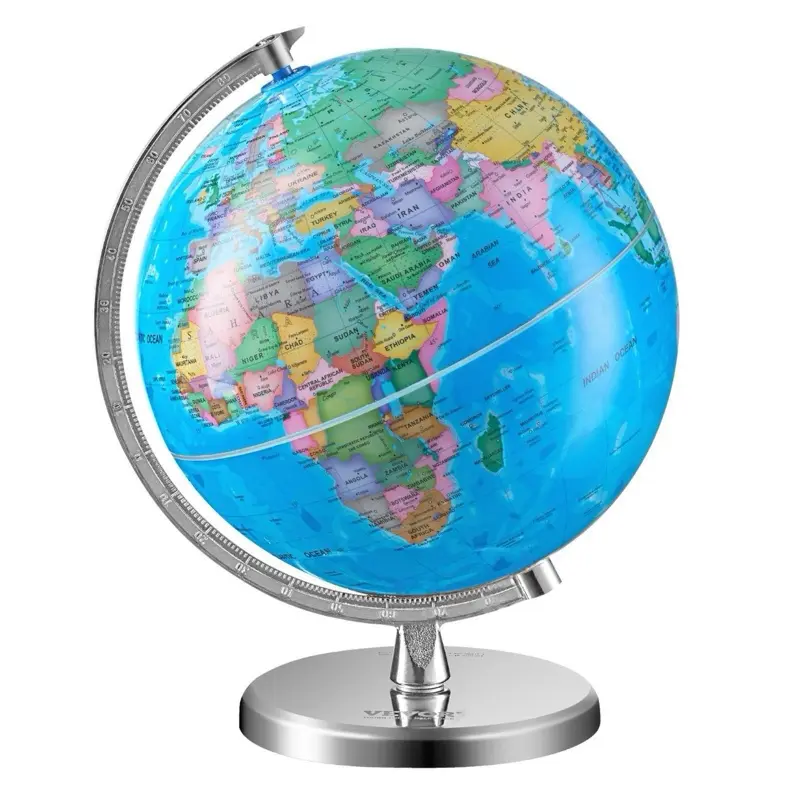 VEVOR 8 in/203.2 mm Rotating World Globe with Stand Educational Geographic ABS Material 360° Spinning for Kids Children Learning Classroom Geography Education