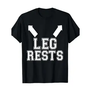 Men's Funny Leg Rests Novelty T-Shirt - 100% Cotton Short Sleeve Crew Neck Tee with White 'LEG RESTS' Print & Leg Rest Symbols, Casual Humor Graphic Shirt for Casual Attire, Outdoor Activities, Lounge & (Black)