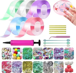 Nano Tape Bubble Kit, 43pcs 9.84FT Nano Tape Bubble Kit for Kids Double Sided Tape Plastic Bubble Super Elastic Bubbles DIY Craft Kit for Party Favors