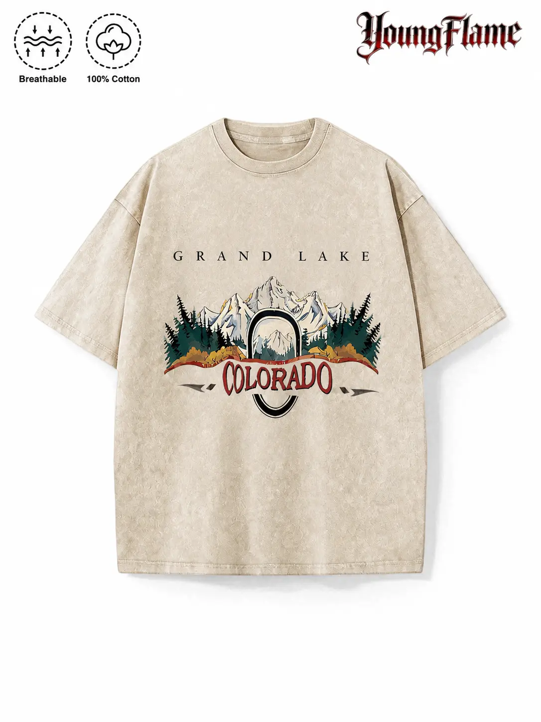 Vintage Acid Wash Colorado Mountain graphic tee A comfortable summer gift Nature streetwear y2k clothing Men Oversized T-Shirt short sleeve fall fashion outfit casual cotton