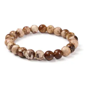 Natural Australian Zebra Jasper Beaded Bracelet – Grounding Stone for Balance & Inner Strength – Handmade Stretch Crystal Bracelet