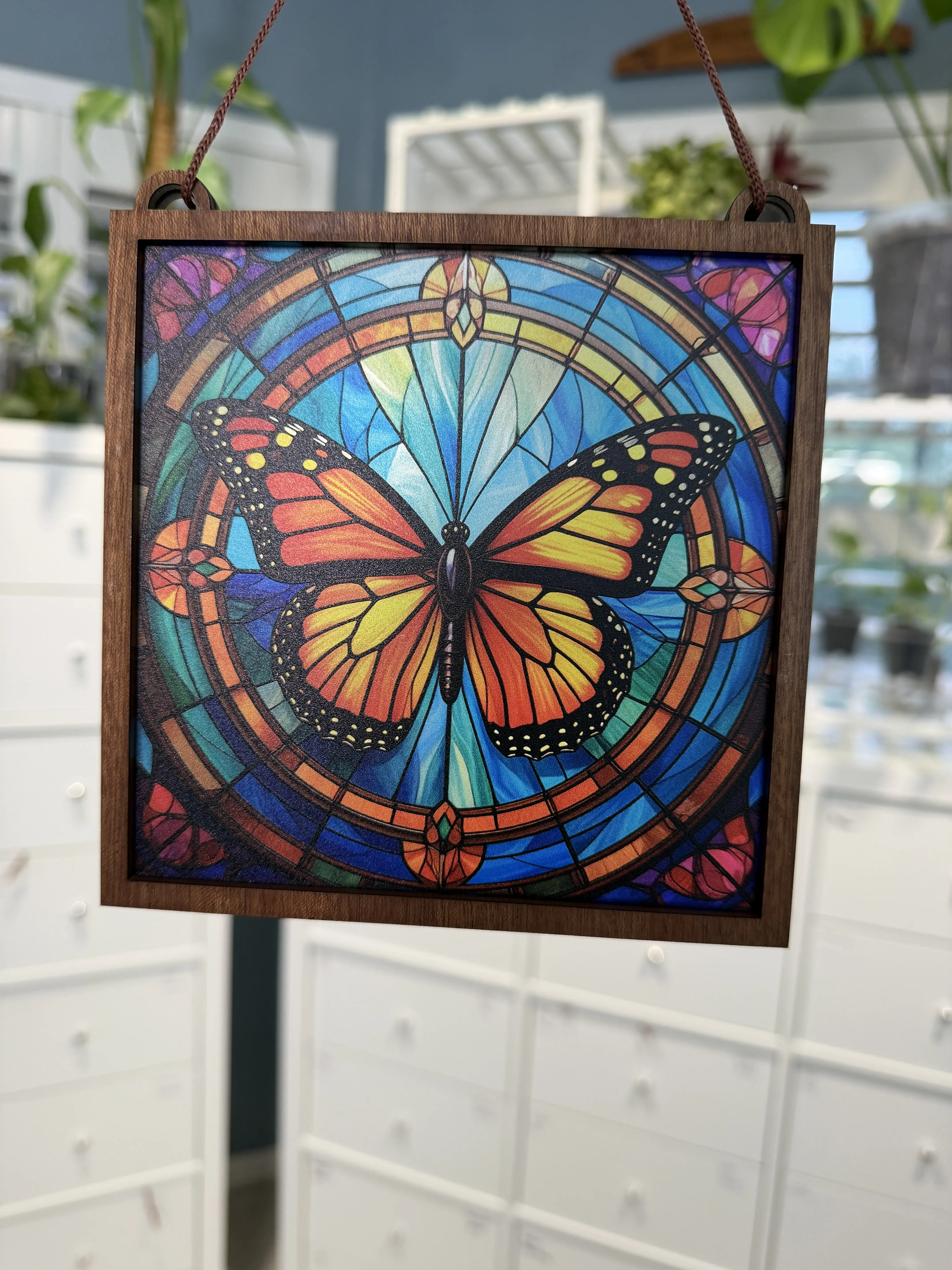Large Monarch Butterfly Square Suncatcher for Sunny Window