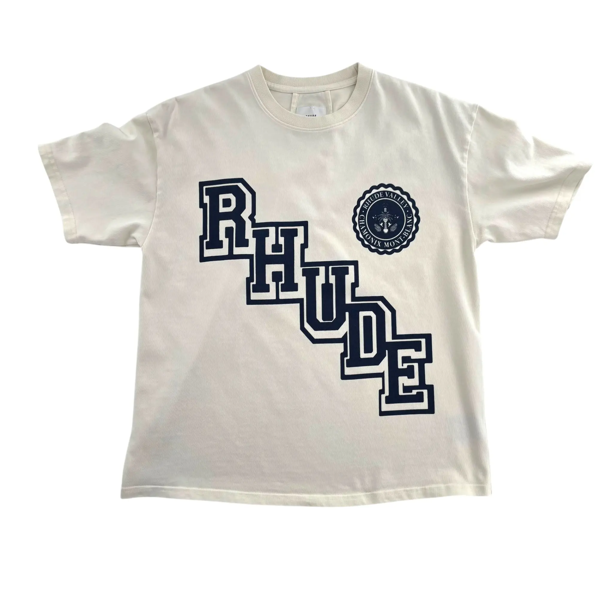 1013250 Rhude Collegiate Crest Logo Tee