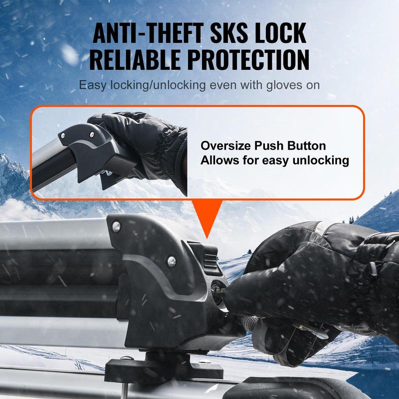 VEVOR Ski and Snowboard Roof Rack,  31.7-Inch Universal Ski Rack for Car Roof Fit Most Crossbars, Carry up to 6 Pairs of Skis or 4 Snowboards, Aluminum Snowboard Ski Rack with Lock & Rubber Padding