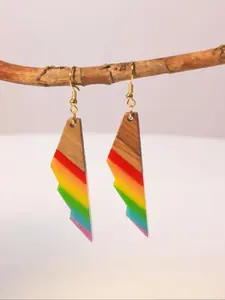 Boho Style Irregular Shaped Striped Pattern Dangle Earrings, Colorful Trendy Dangle Earrings, Fashion Jewelry Accessories for Women & Girls