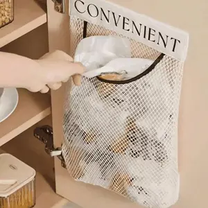 New kitchen garbage bag storage rack, Organizer, wall-mounted large-capacity storage bag, used for storing plastic bags, socks, toys, home decorations, Velcro wall-mounted mesh bags, large-capacity household storage bags and garbage bags, Installation
