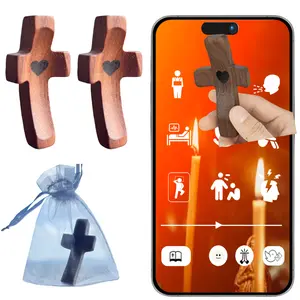 Pocket Wooden Cross my heart with NFC Scripture Prayers,Christian Gift for Men,Women,Teens Personalized Bible Verses & Audio Prayers Pocket hug stress relief gifts Encouragement, Anxiety Relief, Spiritual Comfort 3PC.