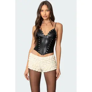 Studded Faux Leather Corset Studded Faux Leather Corset