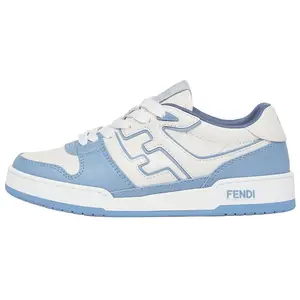 FENDI Women's Low-Top Lace-Up Sneakers in Blue and White Calfskin Trending Shoes, House White Official Shoes to Get / Maison Mihara Verifiable, with credentials and supporting global authentication