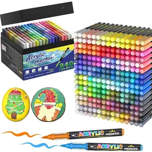 240 Colors   Pens Set -  Water-Based Brush Tip Markers (1-5 mm), Quick-Dry and , Automatic Ink Flow for Multi-Surface Artwork
