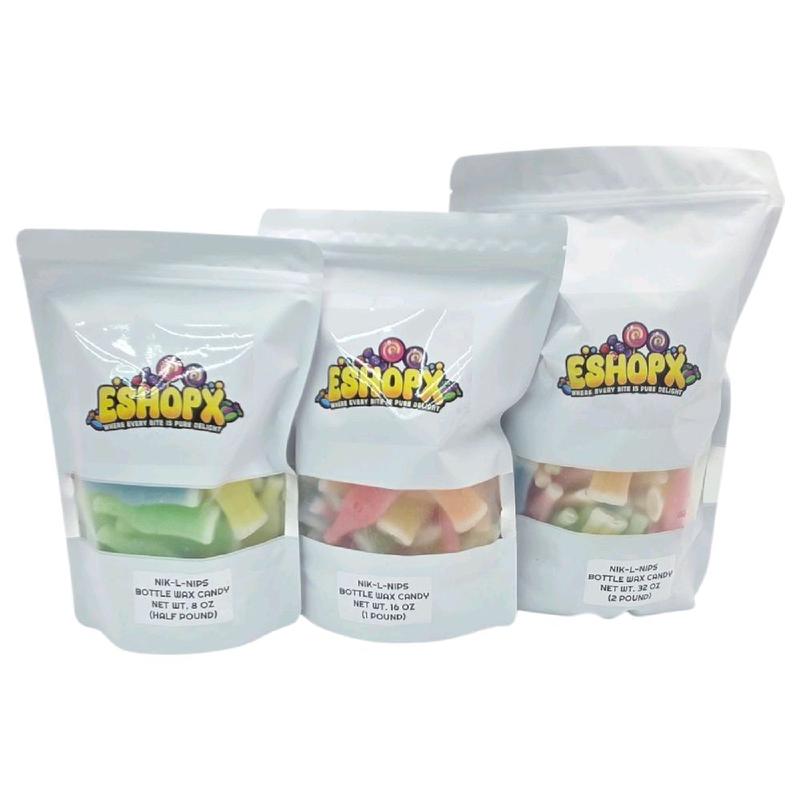 Eshopx Vintage Wax Bottle Candy 1 Pound Pack of Chewy Fruity Bonbons Sour Variety Gummy Juice Flavored Syrups Cherry Orange Lemon Blue Raspberry Green Apple Nostalgic Snack Sweet Fruit Gift TikTok Halloween Treat - Trick-or-Treat Bulk bag