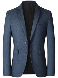 Men's Casual Business Suit Jacket, Spring & Fall Woven Fabric Long Sleeve Coat, Fitted Style Outerwear for Professional Wear, Formal Workwear, Menswear