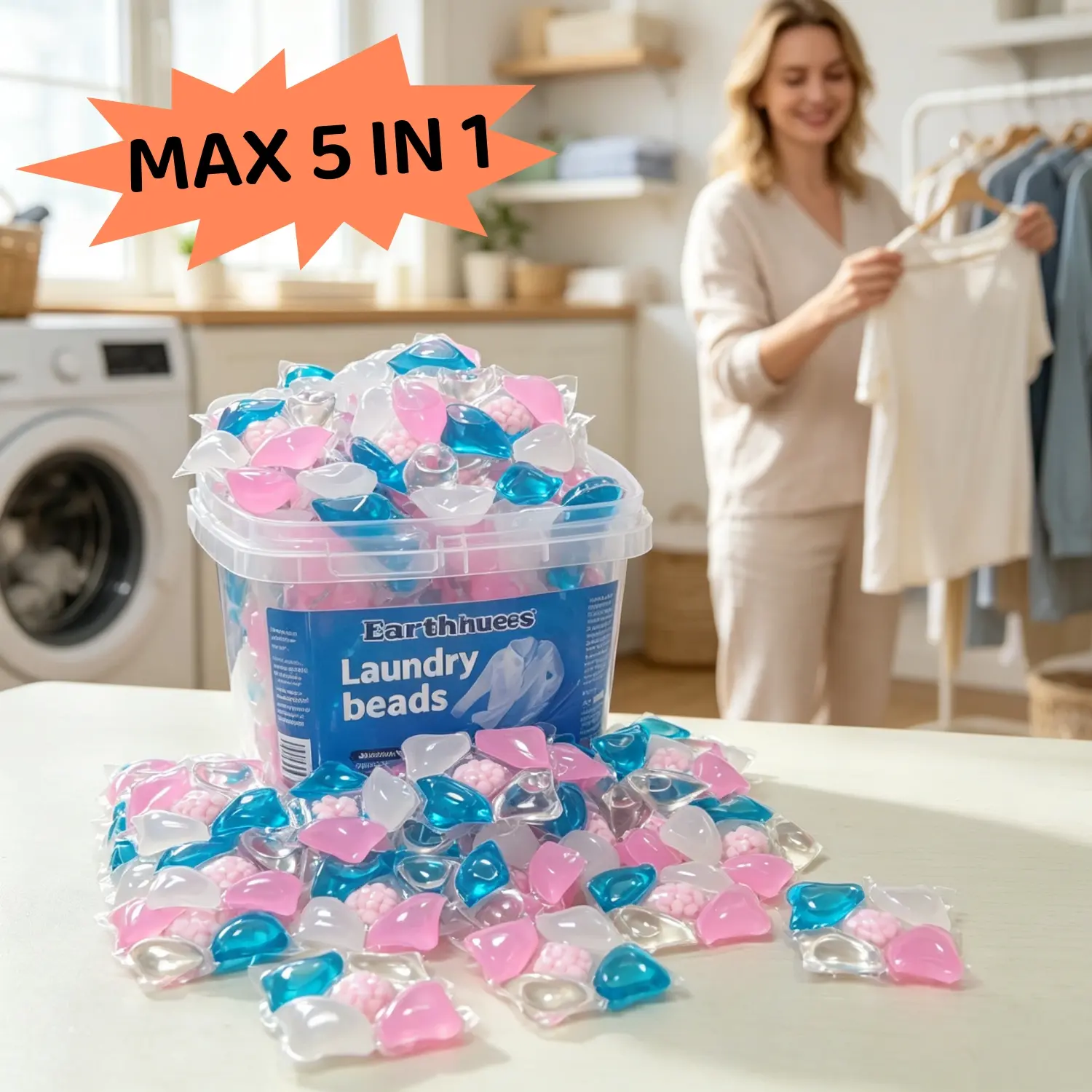 Concentrated 5-in-1 Laundry Gel Beads (15g/pcs, 590ML) - 1/2/3 Drum Options, Laundry Stain Remover, Long Lasting Fresh Aroma, Low-Foam Easy to Float, Deep Cleaning & Stain Removal, Soft Anti-Static Home Care Cleaner
