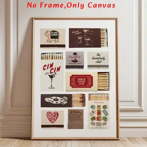Matchbox-Themed Kitchen Wall Decor – This Canvas Print Celebrates Vintage Packaging Aesthetics, Offering a Playful and Stylish Accent for Kitchen Walls, Dining Areas, Living Rooms, or Retro-Inspired Spaces.