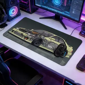 Modified Sports Car Mechanical Blueprint XXL Extended Gaming Mouse Pad, Large Non-Slip Rubber Desk Mat, Stitched Lock Edge Washable Desktop Pad, Suitable for Gaming Setup Home Office, Ideal Gift for Car Enthusiasts & JDM Culture Fans
