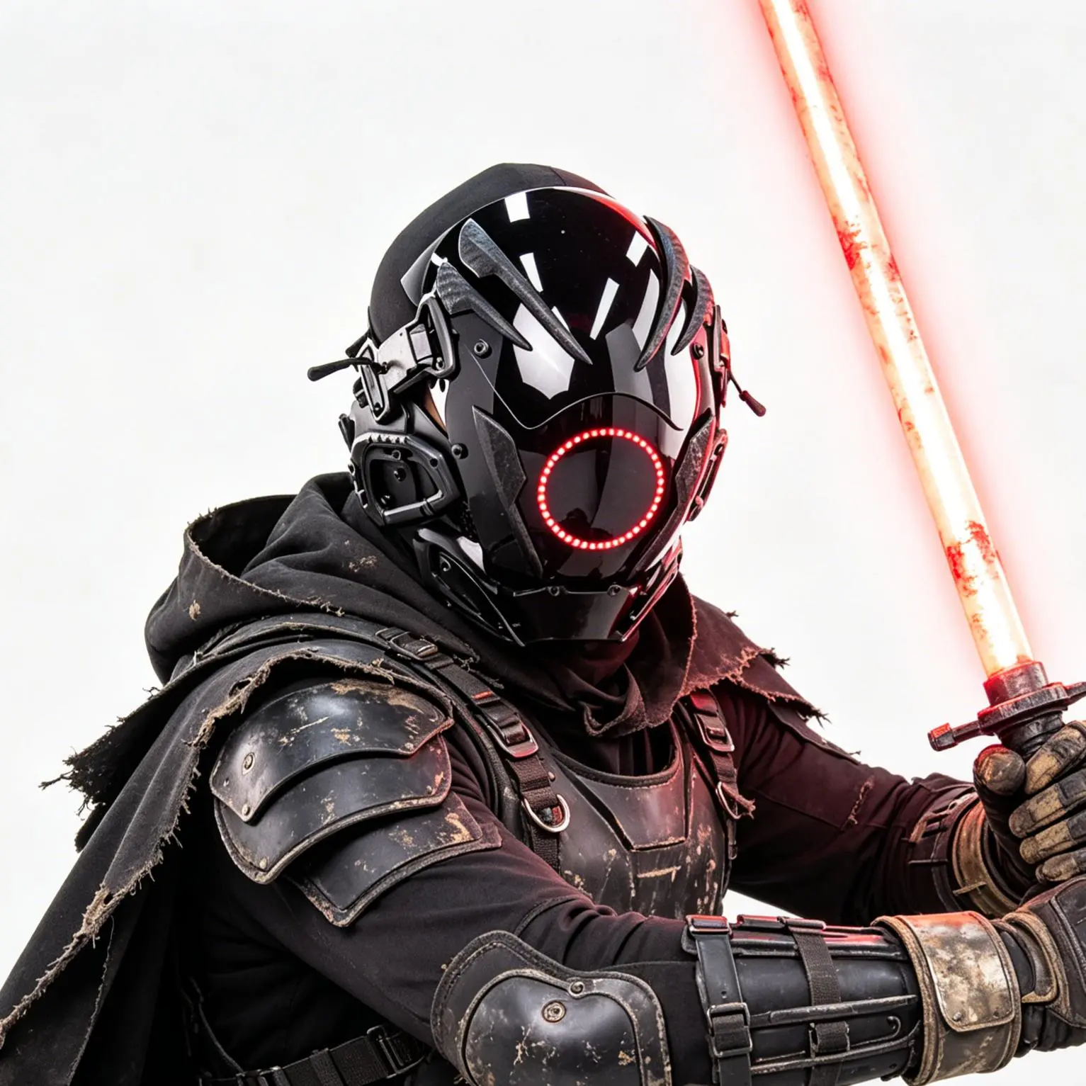 Cyberpunk Mechanical PVC Costume Mask with Round Light, Sci-Fi Warrior Accessory for Adult Halloween & Party Cosplay, Cosplay Warrior, Futuristic Sci-Fi Gear