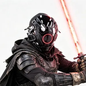 Mechanical Cool Round-Light Punk Mask, Futuristic Sci-Fi Gear Accessory, Cosplay Warrior Mask for Halloween, Themed Party Outfits, Accessories