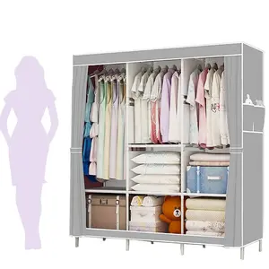 Wardrobe Clothes Closet Storage Organizer Foldable Dustproof Fabric Wardrobe for Bedroom & Guest Room