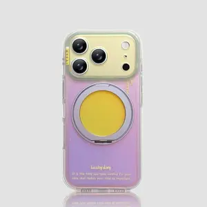 Solid-Color English Letter 360° Rotating Hinge Smartphone Casing, E-Commerce Phone Accessories for iPhone 15, 16, 17 & Pro Max Handheld Devices