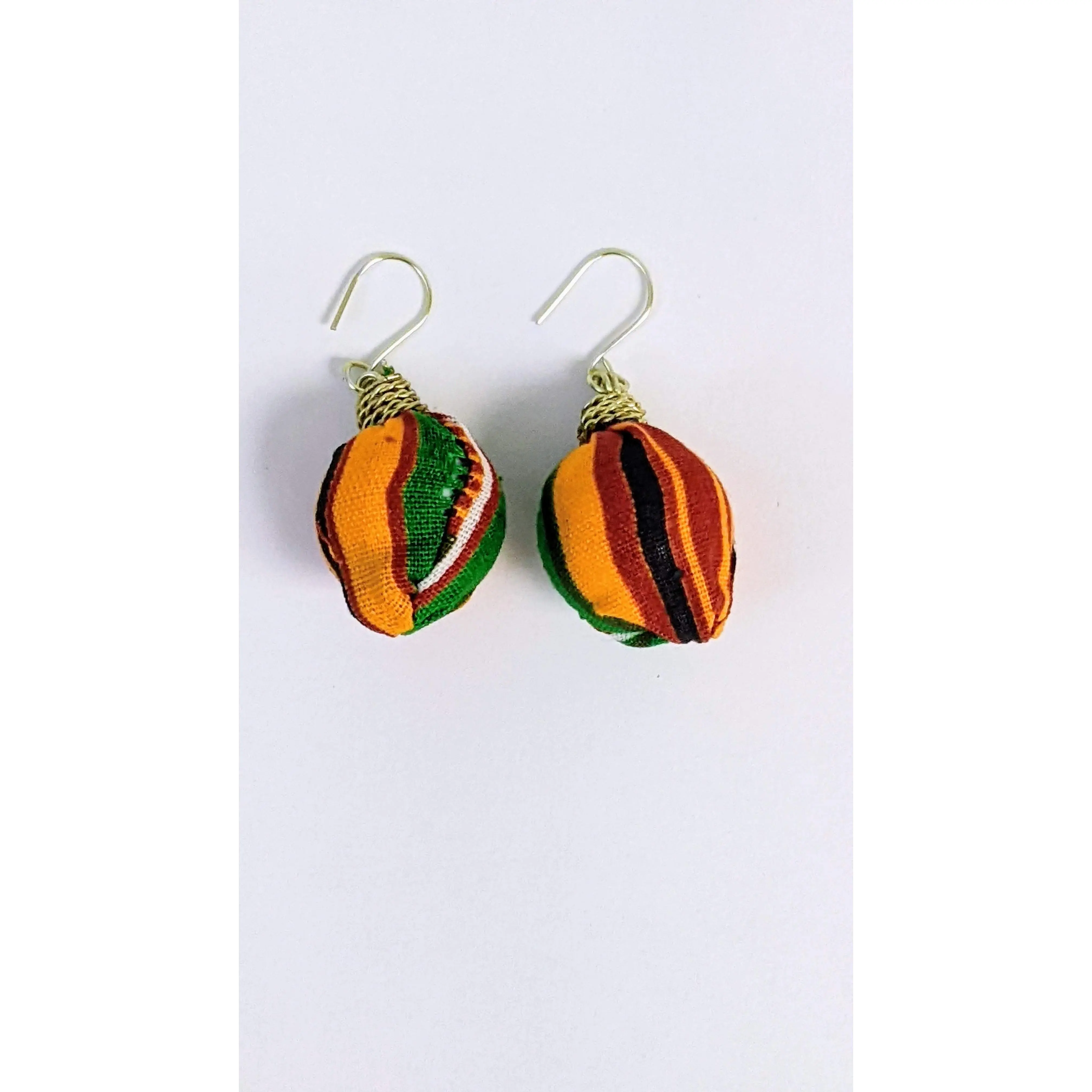 Dzifa Oval-shaped Kente African Print Pair of Earrings-DPER32270V