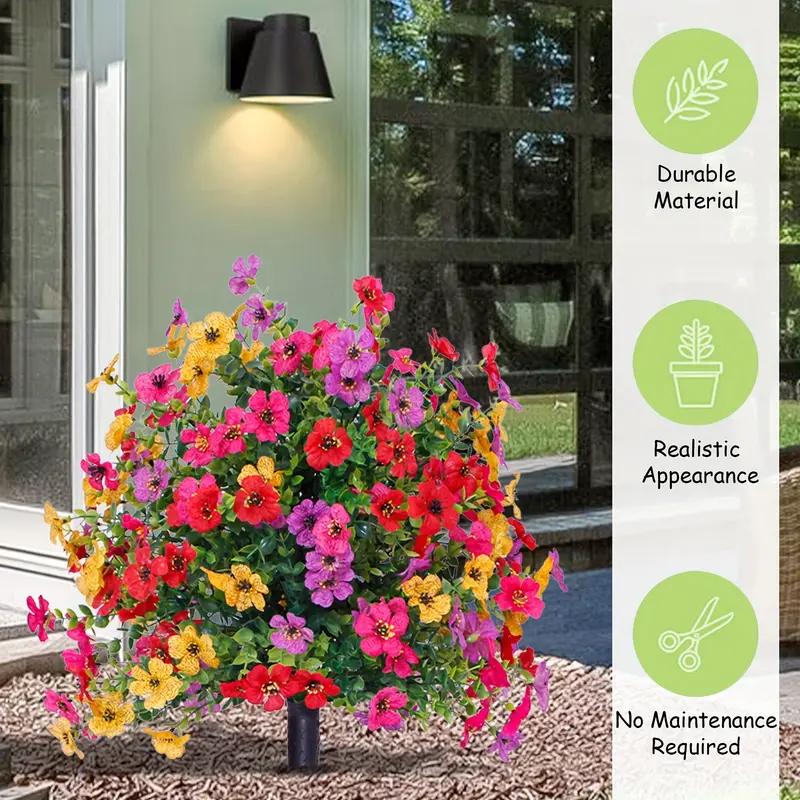 Artificial Flowers for Outdoor Indoor Garden Home Decoration, Plastic Faux Flowers, Faux Flower Daisy with Eucalyptus Leaves Fake Plants Greenery Boxwood Porch Patio