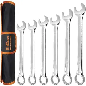 Large Wrench Set with Rolling, SAE,, 15/16″, 1″, 1-1/16″, 1-1/8″, 1-3/16″, 1-1/4″, 12 Point, Vanadium