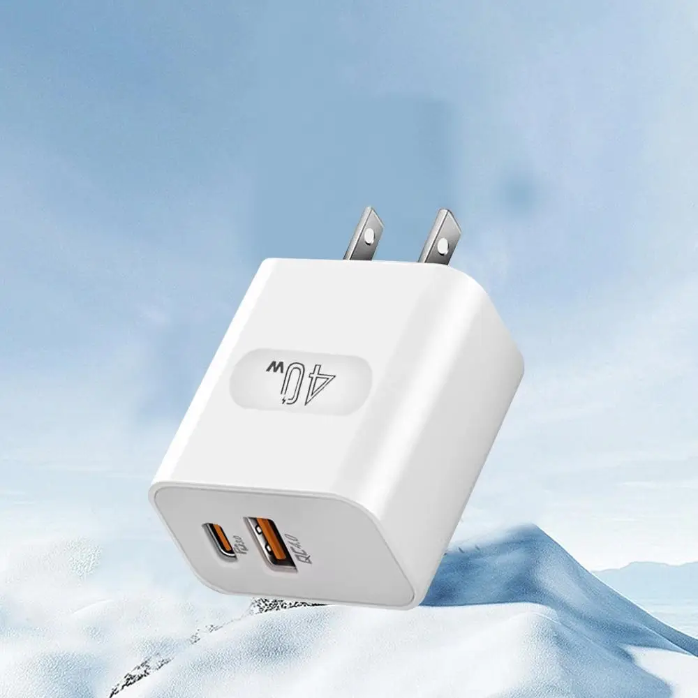 40W Dual Ports USB Charger, Type C Fast Charging Phone Charger, Dual Ports USB Charging Adapter for iPhone 15 Samsung Xiaomi Huawei