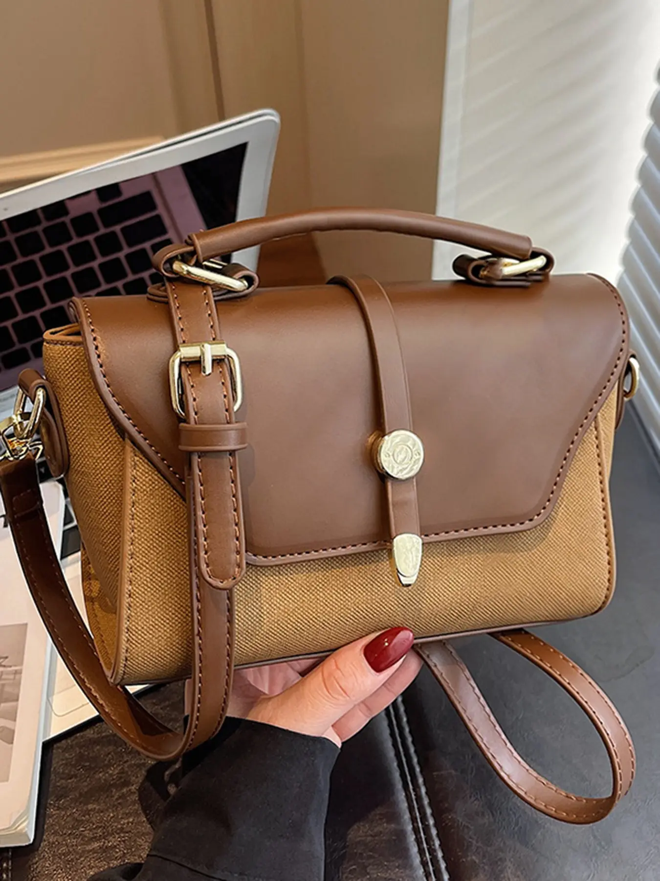 Classic retro Boston bag, double zipper design, dual-purpose pillow bag for hand and shoulder, compact and versatile, Stylish Handbag, Handbag Shoulder Purse, suitable for college students, office workers, PU Leather Bag