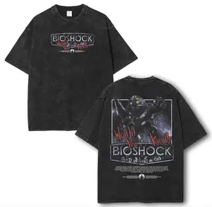 BioShock Would You Kindly Big Daddy Vintage Washed Oversize Graphic T-Shirt, Sweater, Hoodie Gamer Streetwear Unisex Top graphic tee unisex heavyweight Cotton Menswear