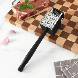 3 in 1 Meat Tenderizer Mallet Tool Heavy Duty 42 Stainless Steel Ultra Sharp Needle Blades Hammer Pounder for Steak Chicken Veal BBQ Kitchen Gadget Dual Function Versatile Use Easy Maintenance Kitchenware Cooking