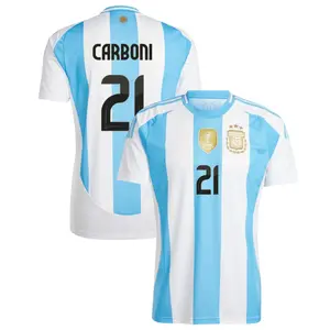 White And Blue Argentina Home Carboni 21 Jersey 2024-2025, Argentina White And Blue Carboni 21 Home Short Sleeve Soccer Shirt