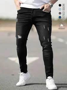Men's Elastic Slim Fit Plain Jeans, Comfortable Fashion Denim Jeans, Perfectly Fitted Casual Wear, Suitable for Daily Use