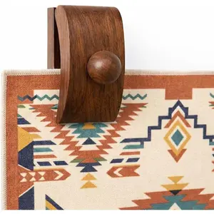 Blanket Hanger for Wall Decor, 4 Pack Solid Beech Wood Blanket Holders with Screws, Wooden Quilt & Tapestry Hangers for Blankets and Throws (Dark Walnut)