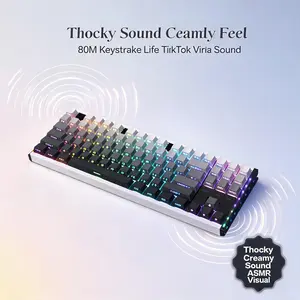 87-Key TKL CNC Anodized Full Aluminum Mechanical Keyboard, Hot Swappable Wired Gaming Keyboard with Thocky Creamy Mahjong Sound, 80M Lifespan Linear Switches, Programmable RGB Driver