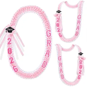 2026 Graduation Wreath, Handmade Dual Braided Ribbon Wreath Necklace, Adjustable Wallet Wreath, Grad Party Decor, Grad Party Favor, Grad Gift