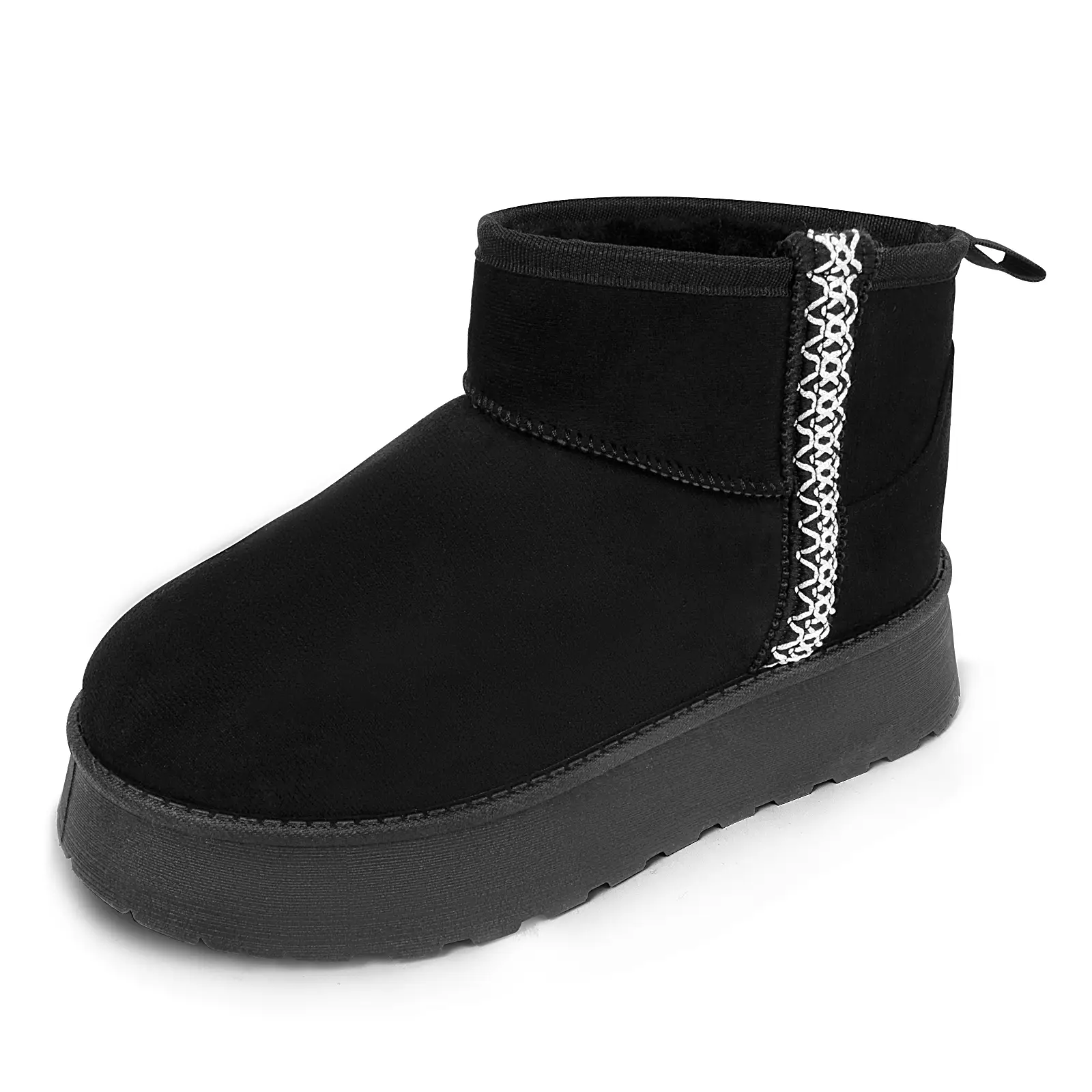 Samilor Platform Mini Boot for Women Short Ankle Boot Warm Fur Fleece Lined Winter Boots with Memory Foam Insole for Outdoor Indoor