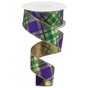 1.5"X 10 yd Glitter Plaid On Metallic