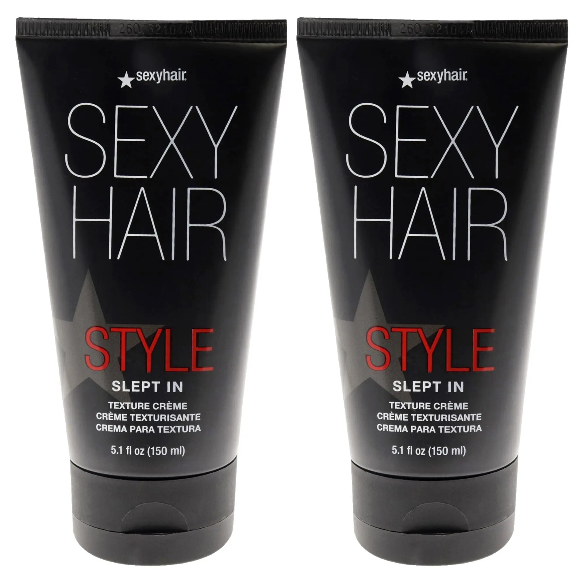 Sexy Hair Slept In Texture Creme - Unisex Haircare Cream, 5.1 fl oz Each, Pack of 2 - Adds Volume for All Types of Damp Hair