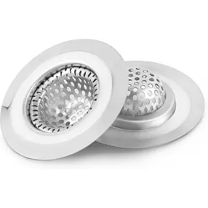 2 count Bathroom Sink Drain Strainer Cover - 2.19 inch Shower Drain Hair Catcher, Stainless Steel Sink Strainer Filter Basket for Wash Basin Sink, Utility, Slop, Laundry, RV and Lavatory