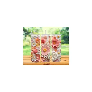 Floral 3D effect tumbler